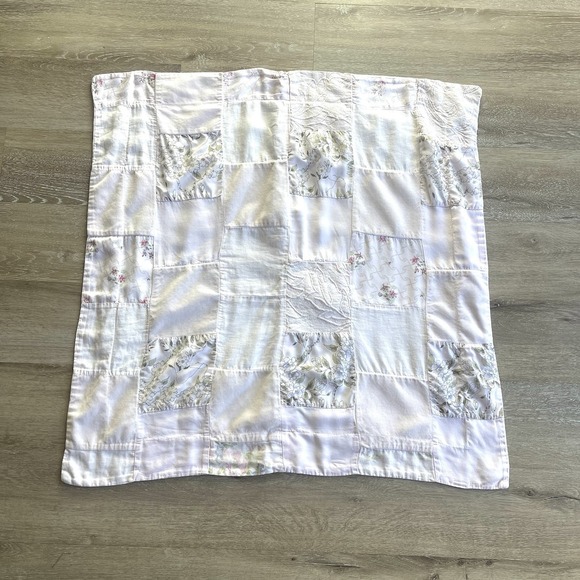 Bella Notte Other - Bella Notte Pink Patchwork Pillowsham Quilted Squares Linen 25"x25" USA